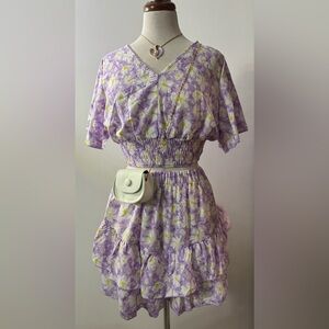 Elegant Lavender Floral Skirt Set